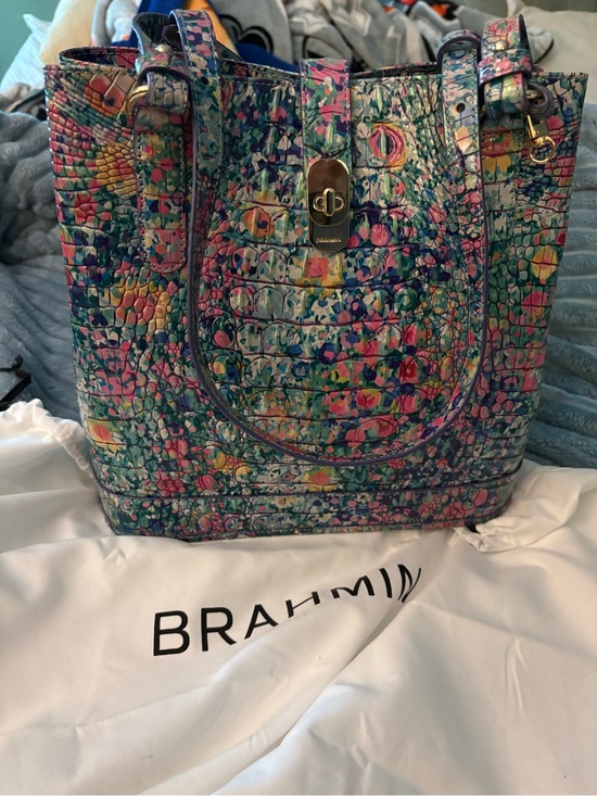 Brahmin Handbags - Brahmin Multicolor Floral Croc-Embossed Shoulder Tote